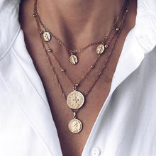 Load image into Gallery viewer, KISSWIFE New Vintage Boho Multi-layer Pendant Necklace for Women Gold Star Horns Metal Necklace Tribal Necklace Collar