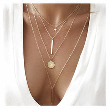Load image into Gallery viewer, KISSWIFE New Vintage Boho Multi-layer Pendant Necklace for Women Gold Star Horns Metal Necklace Tribal Necklace Collar